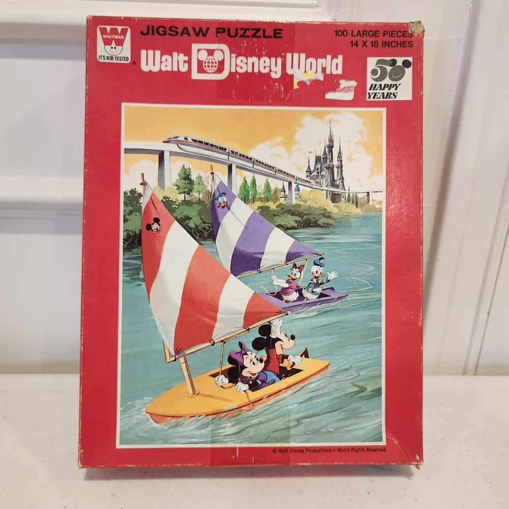 Vintage Walt Disney World Large Piece Puzzle - Monorail - Castle - Compl…